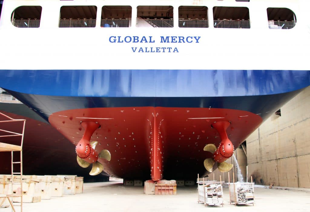 Azipod® propulsion installed on Global Mercy. Image credit Stena RoRo.
